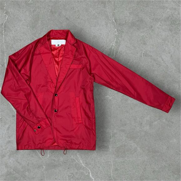 Ganryu Comme Des Garçons Red Lapel Nylon Coat Jacket Small Japan Made Designer - Picture 1 of 13